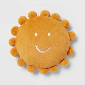 Pillowfort Sunshine Kids Round Sun Pillow with Poms 16" Plush Yellow